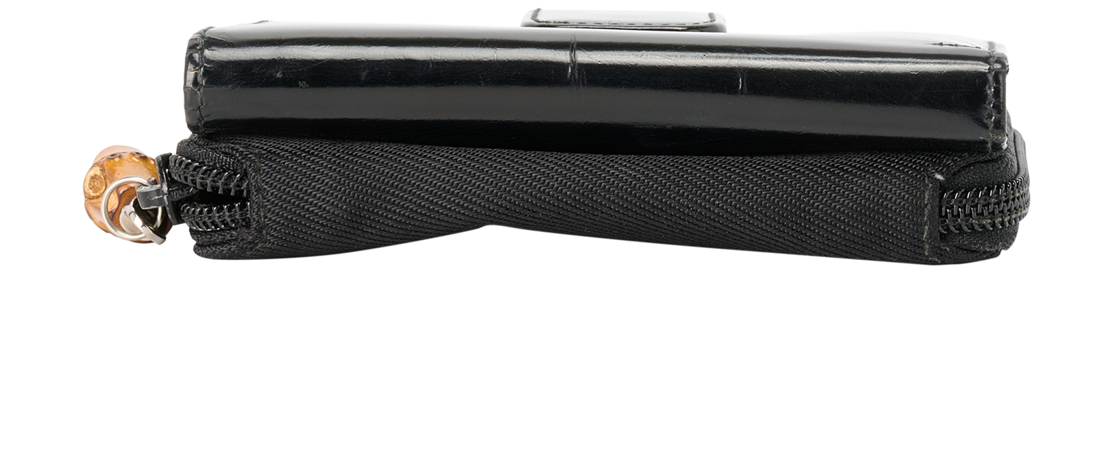 Gucci Bamboo Wallet, &pound;120, Accessories, Black, Nylon/Patent Leather, Top view